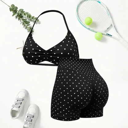 Women'S Seamless Yoga , 2-Piece Gym Shorts & Sports Bra Workout Outfit, High-Waisted Fitness Sportswear, Exercise Activewear for Women Gym Yoga Outfits Activewear Look Stretch Activewear Shorts Fitness Seamless Design Summer Open Back Sport Bra