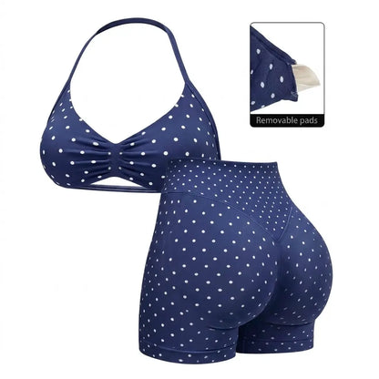 Women'S Seamless Yoga , 2-Piece Gym Shorts & Sports Bra Workout Outfit, High-Waisted Fitness Sportswear, Exercise Activewear for Women Gym Yoga Outfits Activewear Look Stretch Activewear Shorts Fitness Seamless Design Summer Open Back Sport Bra